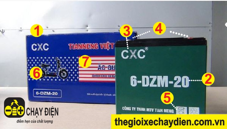 Ắc quy xe đạp điện cxc (12v - 20a) chính hãng